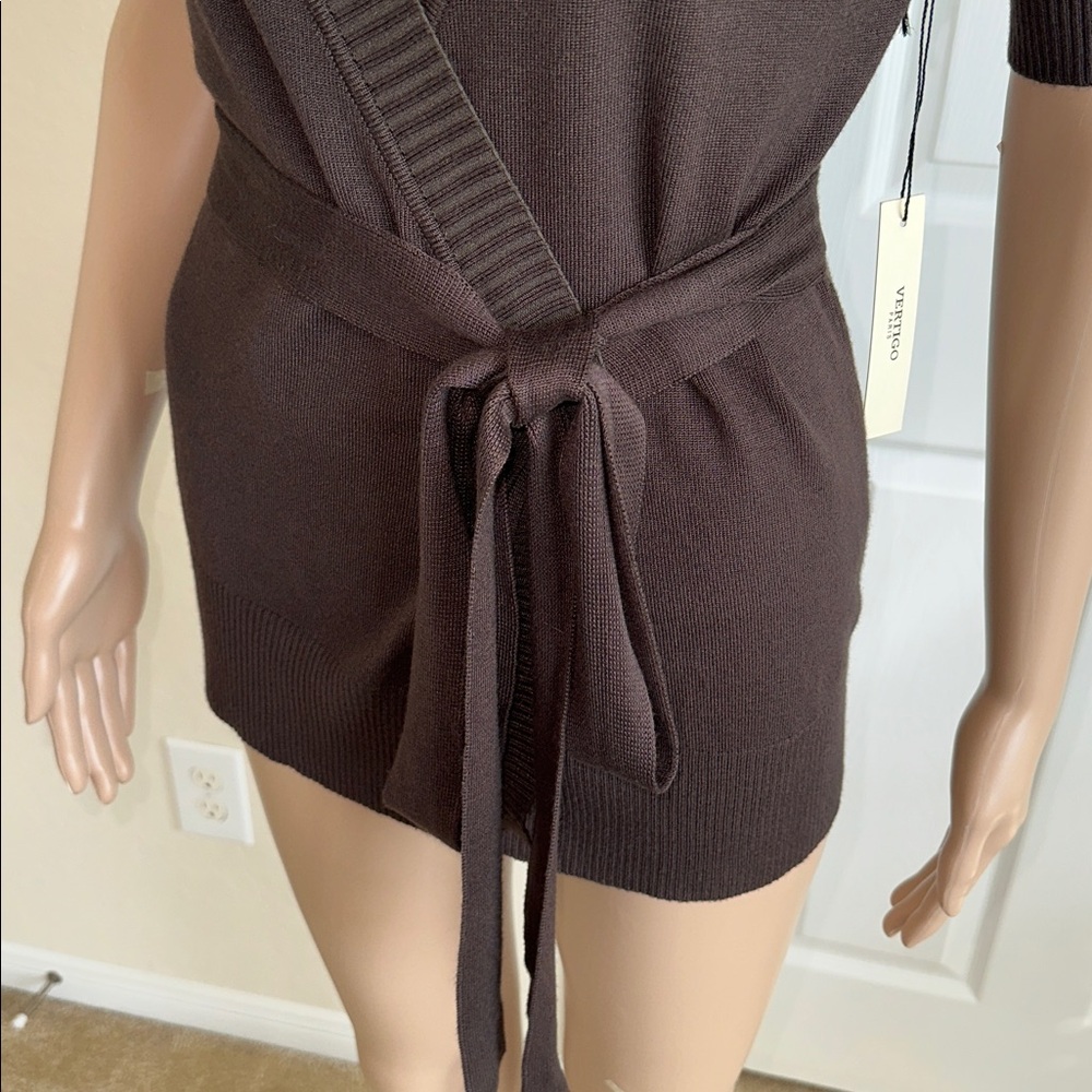 NWT Vertigo Paris Coffee Bean Color Knit Cadigan Sweater Sz.M. - Picture 8 of 15